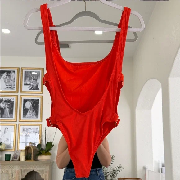 L*Space Mayra One-Piece Bright Orange Swimsuit Size 6 - Picture 5 of 9